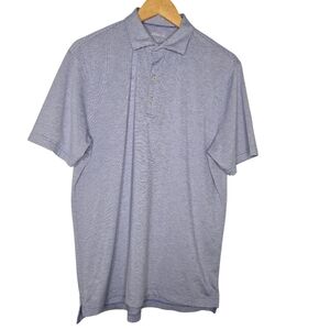 Johnnie O Mens Joker Blue Striped Golf Polo Shirt Size Medium